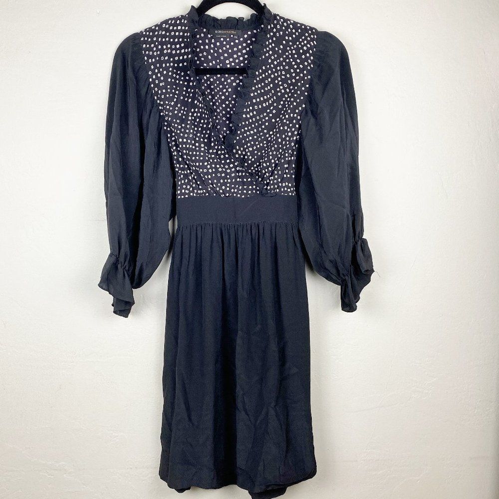 BCBGMaxazria Silk Bubble Sleeve A Line Party Dress